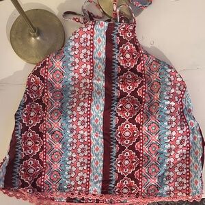 Hollister Red and Blue Floral Halter Camisole